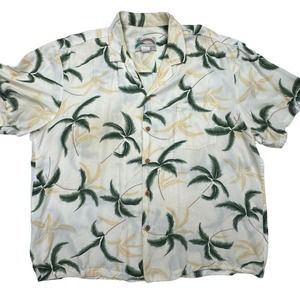 Paradise Found Hawaiian Shirt Mens XL Yellow Floral Short Sleeve Button Rayon